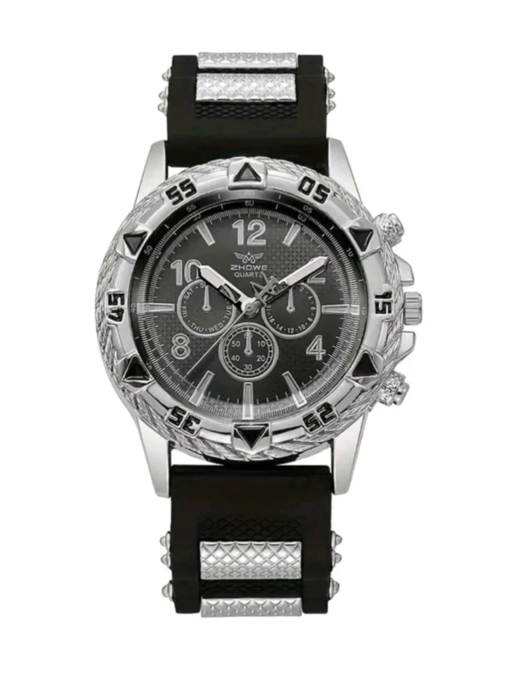 Men's Zhowe Quartz Watch One Size Black and Silver